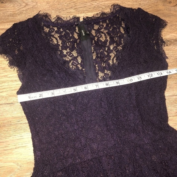 babaton Dark Purple Lace Fringe V Neck Mini Cocktail Dress Sz 2 - Picture 10 of 13